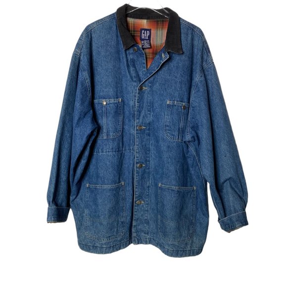 Gap Vintage denim jacket flannel lined barn field coat size XL - Picture 1 of 11